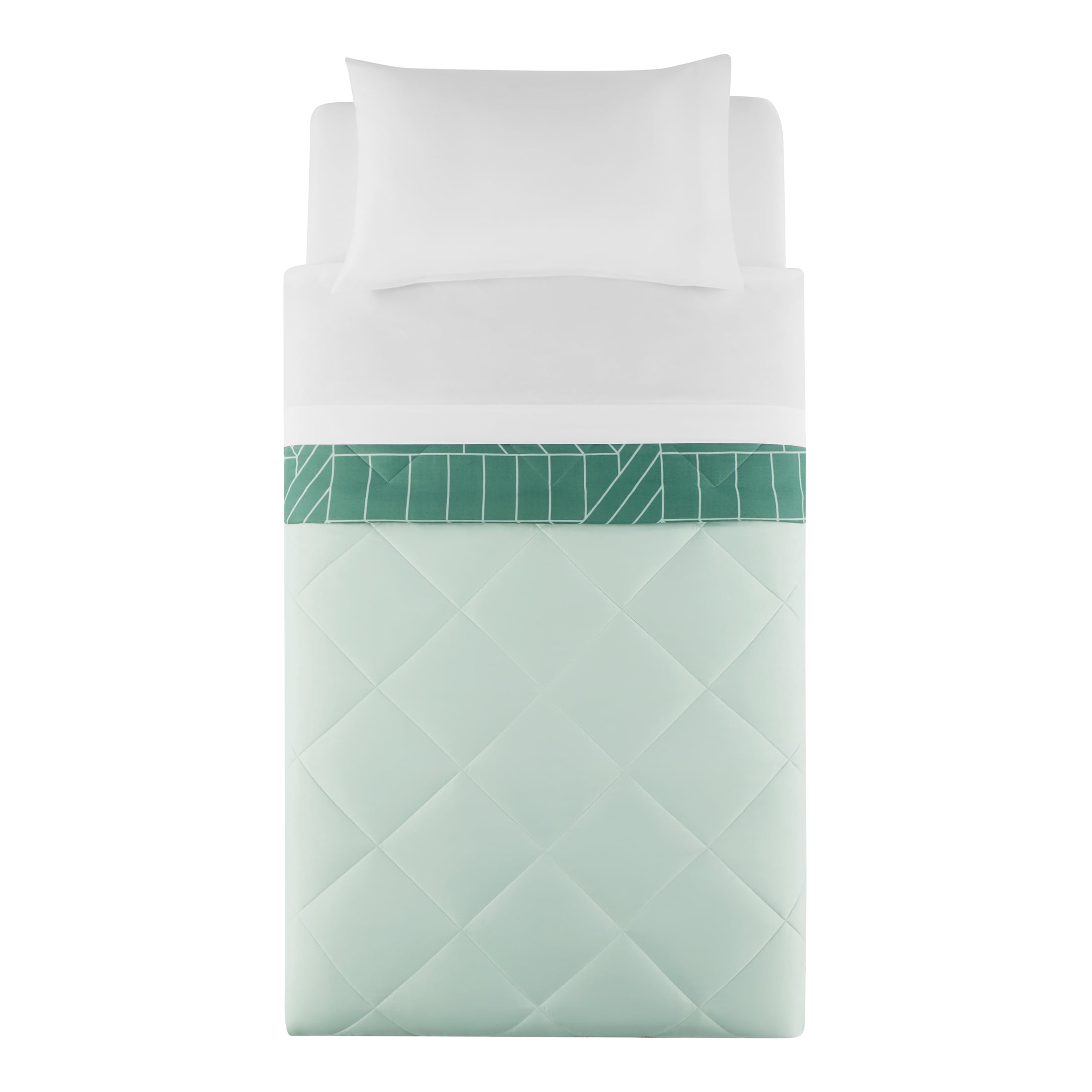 Mainstays Twin/Twin XL All-Season Reversible Microfiber Comforter, Green Geo