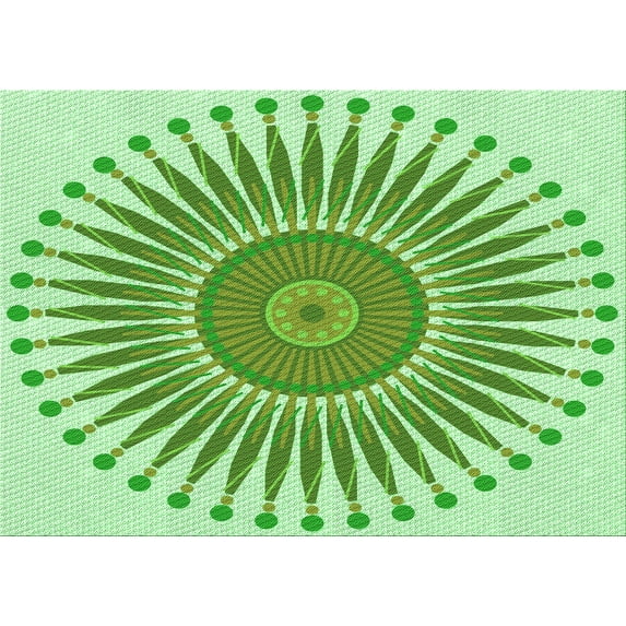 Ahgly Company Indoor Rectangle Patterned Light Green Area Rugs, 4' x 6'