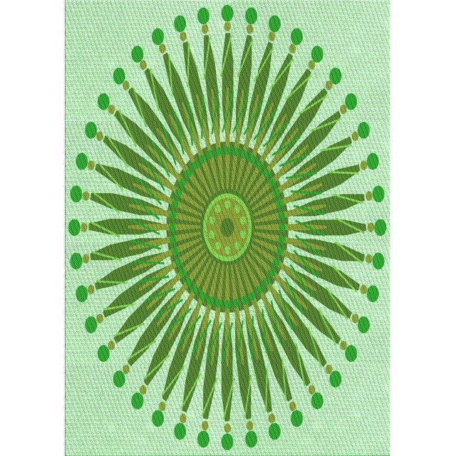 Ahgly Company Machine Washable Indoor Rectangle Transitional Light Green Area Rugs, 8' x 10'