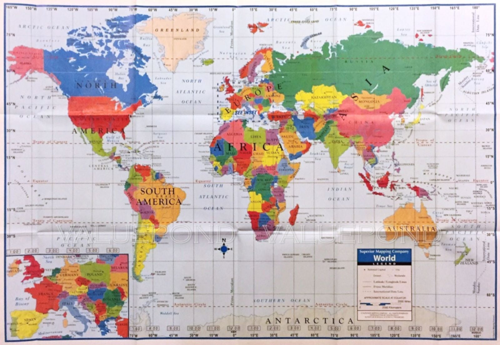 PP WORLD MAP ATLAS COLOUR GLOBE GIANT ART PRINT PANEL POSTER NOR0316