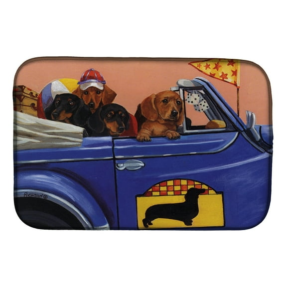 Absorbent Dish Drying Mat for Kitchen Counter Dachshund Dachsmobile Dish Drying Mat PPP3259DDM