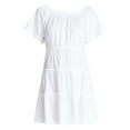 thumbnail image 6 of Time and Tru Women's Tiered Cotton Mini Dress with Flutter Sleeves, Sizes XS-XXXL, 6 of 6