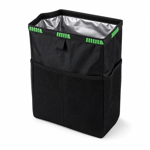 Car Trash Can, 3.5 Gallon Foldable Hanging Garbage Bin with Storage Pocket, Leakproof Waterproof for Backseat, Road Trip, Camping (35x26x15cm)