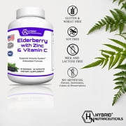 Sambucus Black Elderberry with Zinc and Vitamin C for Adults, Immune Support with Echinacea, Turmeric, Garlic, Vitamin E, B6, Probiotics and L-Glutamine
