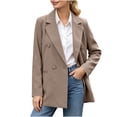 thumbnail image 2 of Karymi Blazers for Women Double Breasted Blazer, Lapel Long Sleeve Casual Business Suit Jacket with Side Pockets, 2 of 7