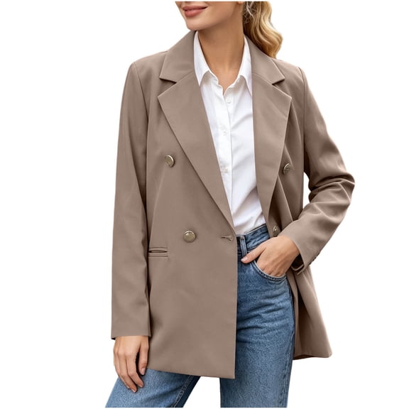 CHGBMOK Plus Size Blazers for Women Business Casual Long Sleeve Suit Jacket Fall Winter Open Front Classic Blazer
