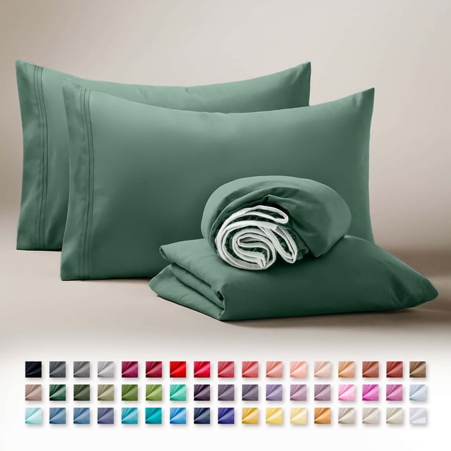 Clara Clark Juego de Sábanas Individual, Lujo 3 Piezas con Bolsillos Profundos, Ropa Cama Infantil Microfibra Ultrasuave, Hunter Green
