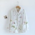 thumbnail image 2 of Tnhcen Women's Long Sleeve Cute Print Flannel Button Cardigan Pajamas- Thickened Coral Fleece Sleepwear with Double Pockets (M-XL), 2 of 3