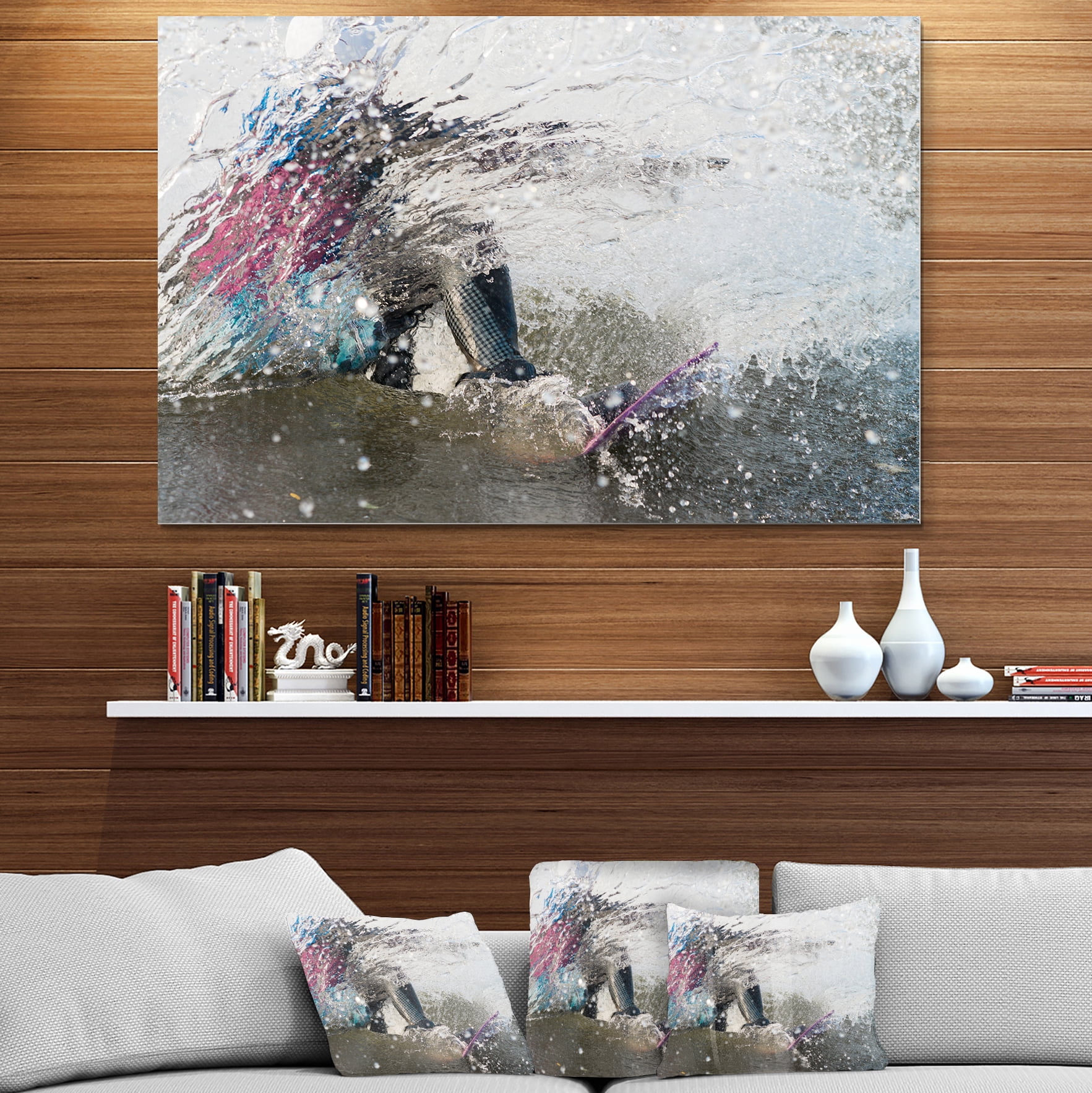 Designart 'Guy on a Wakeboard ' Landscape Metal Wall Art