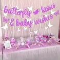 thumbnail image 3 of Butterfly Kisses and Baby Wishes Banner Purple Butterfly Baby Shower Decorations for Girl, 3 of 5