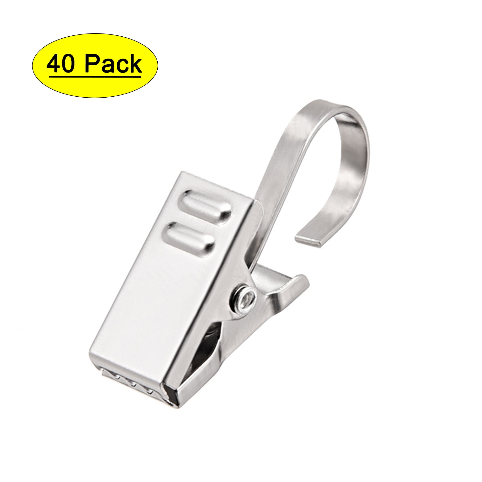 Curtain Clips with Hooks Stainless Steel Silver Tone 40 Pack