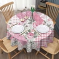 thumbnail image 3 of Pioneer Flower Floral Print Pattern Round Tablecloth 60"x60",Wrinkle Wipeable Table Cloth for Kitchen Dining Room Picnic Patio Party, 3 of 6