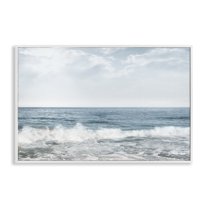Stupell Industries Splashing Waves Beach Landscape Photography White Framed Art Print Wall Art, 18 x 12