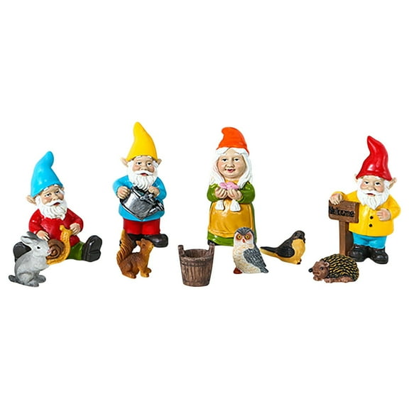 Darzheoy Dwarf Animal Garden Decorations, Dwarves Garden Gnome Statue Kit Dwarfs Statue Animal Statue Fairy Garden Accessories Gift for Lover, Friends Family