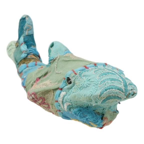 Marine Great White Shark Hand Crafted Paper Mache Colorful Sari Fabric Figurine