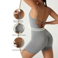thumbnail image 2 of FUNUONY Jumpsuits for Women Backless Scrunch Strappy One Piece Workout Jumpsuit Tummy Control V Back Yoga Romper Summer Women Yoga Jumpsuit Workout Vest Jumpsuit Grey M, 2 of 5