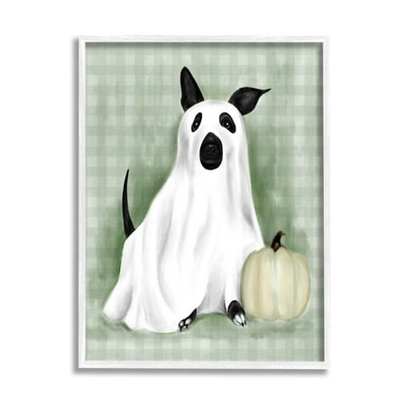 UPC: 0197081605542 | Stupell Industries Dog Ghost Halloween Costume Graphic Art White Framed Art Print Wall Art  Design by Lil  Rue