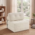 thumbnail image 3 of Costway Folding Sofa Bed, Convertible Sleeper Chair with Pillow Back Support Corduroy Cover Beige, 3 of 10