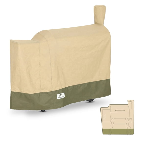 Aoodor Heavy Duty BBQ Pellet Smoker Grill Cover 35 Inch, 600D Waterproof Oxford Outdoor Barbecue Grill Cover with Attached Storage Bag