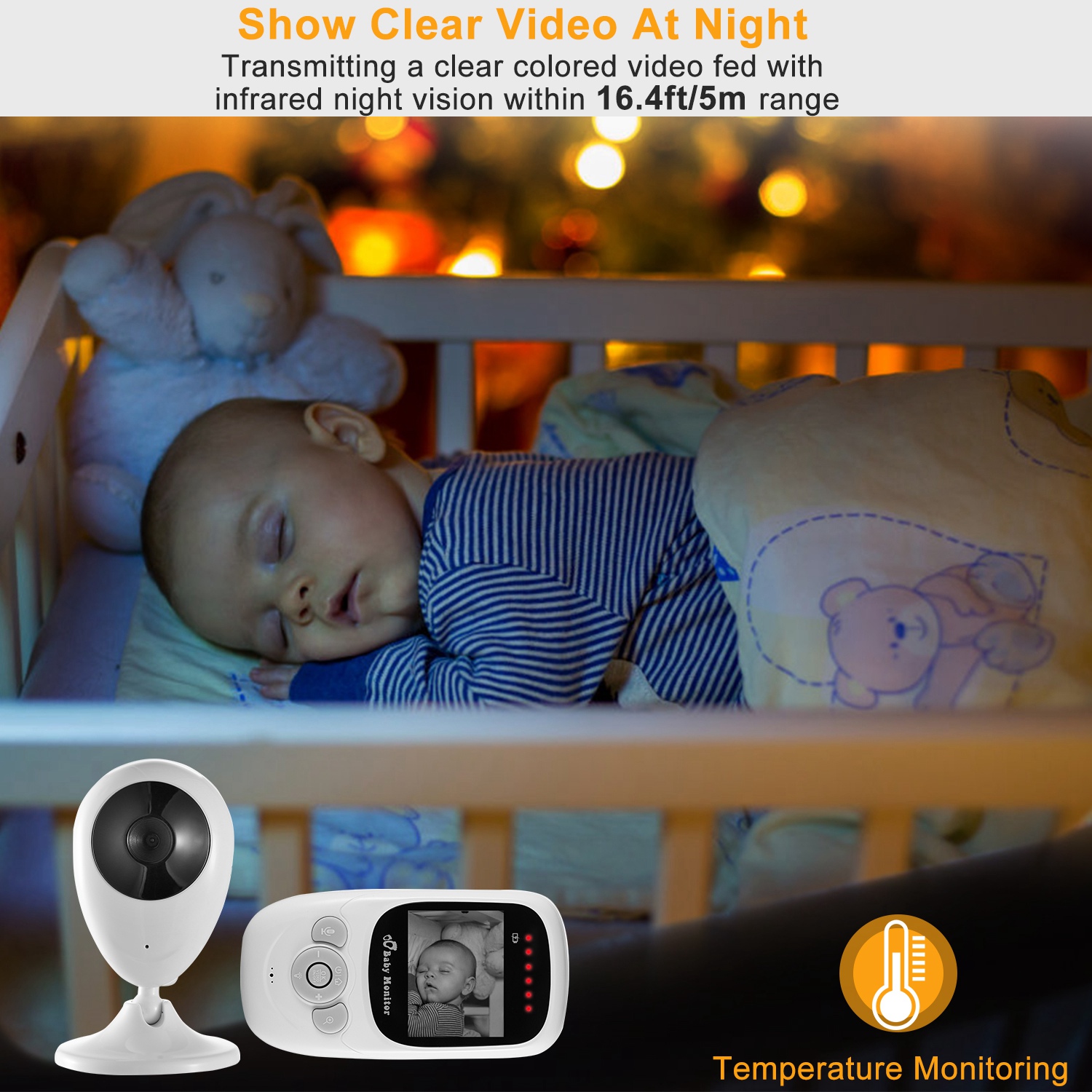 Babymoov YOO-See video baby monitor, 2.4 inch display, night vision, zoom  function, intercom function, VOX function