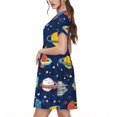 thumbnail image 2 of Kdxio Robe T-Shirt Décontractée pour Femmes Imprimé Planètes et Étoiles Robe d'Été à Manches Courtes avec Poches, 2 of 6