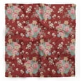 thumbnail image 1 of Bimba Foulard en Pure Soie Imprimé Floral Feuilles Rouges, Rose et Anémone Narcisse pour Cheveux Cou Tête Bandanas pour Femmes 40 x 40 Pouces, 1 of 6