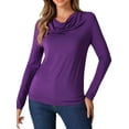 thumbnail image 2 of INSPIRE CHIC Casual Sweatshirt Tops for Women's Long Sleeve Cowl Neck Tops, 2 of 5