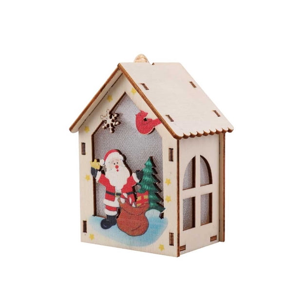 Yuarrent Casa de de Navidad, exquisito adorno de escritorio, lámpara de noche en forma de cabina, colgante luminoso en miniatura brillante Kits de decoración para fiestas Anciano Yuarrent HA068046-01B