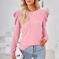 thumbnail image 5 of qucoqpe Womens Long Sleeve Tops Pullover Casual Solid Loose Fit Lace V-Neck Tunics, 5 of 5