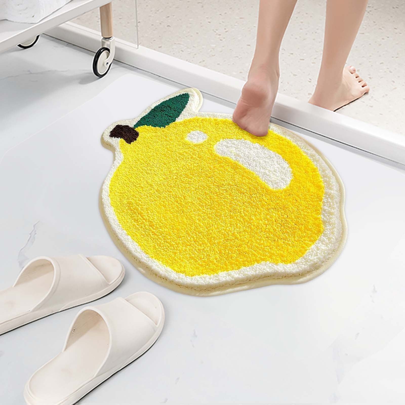 Nilvkv Lemon Bath Mat Fruit Bathroom Rugs for Living Room and Bedroom, Non Slip Small Washable Rug Lemon Bathroom Decor (15.75x23.62in)