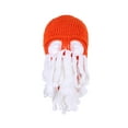 thumbnail image 1 of Sombrero de pulpo Sombrero de pulpo de lana hecho a mano Cara Gini Pulpo Sombrero de esquí Sombrero de barba de lana, 1 of 6
