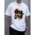 thumbnail image 1 of T-Shirt en Coton pour Hommes avec Imprimé Lettre One Love - Col Rond Confortable et Décontracté, Manches Courtes pour Activités Extérieures, 1 of 4