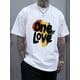 thumbnail image 1 of One Love Letter Print Men'S Short Sleeve T-Shirts, Comfy Casual Elastic Crew Neck Tops For Men'S Outdoor Activities, 1 of 5