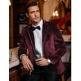 thumbnail image 3 of COOFANDY Mens Velvet Blazer Purple Tuxedo Jackets Notched Lapel Single Button Dinner Prom Party Jackets Christmas Gift, 3 of 18