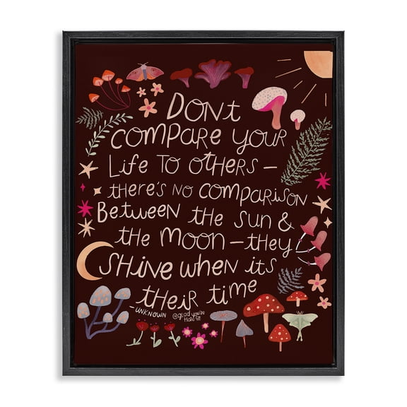 Stupell Industries Eclectic Inspirational Nature Quote Black Floating Frame Canvas Art, 17 x 21, by Glad You're Here Co.
