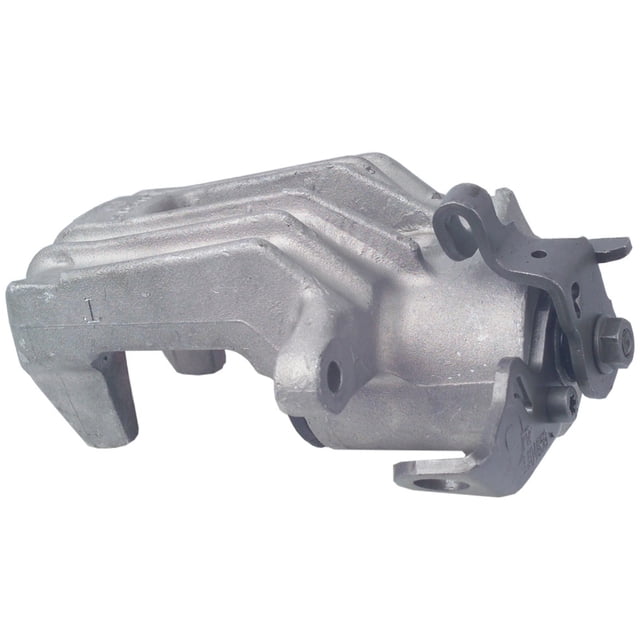 caliper o mordaza jetta 2000 volkswagen l4 1.8l trasero izquierdo/piloto remanufacturado cardone Remanufacturado, caliper trasero izquierdo color gris en vista 3/4 lateral, cuerpo de fundición visible con detalle de pistón y soporte de pernos; contenido según especificación: caliper y kit de herrajes, OEM 1j0615423b.