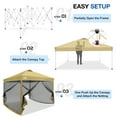 thumbnail image 5 of EAGLE PEAK 10 x 10 Outdoor Easy Pop up Canopy with Netting, Instant Screen Party Tent with Mesh Side Walls, Beige, 5 of 7