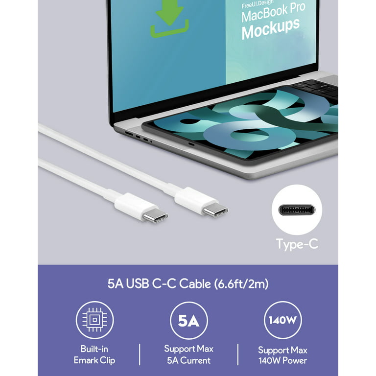Ywcking Chargeur Mac Book Pro USB C 140W, Chargeur Super Rapide Compatible  avec MacBook Pro&Air 16