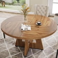 thumbnail image 5 of Tribesigns 47-Inch Round Dining Table for 4, Farmhouse Kitchen Table with Stylish Base & Wood Finish, Rustic Dinner Table for Dining Room, Home, Restaurant (Wood), 5 of 5