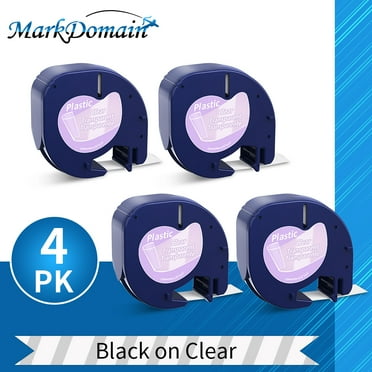 markdomain Dymo LetraTag Label Maker Tape, 12mm x 4m, Black on Clear