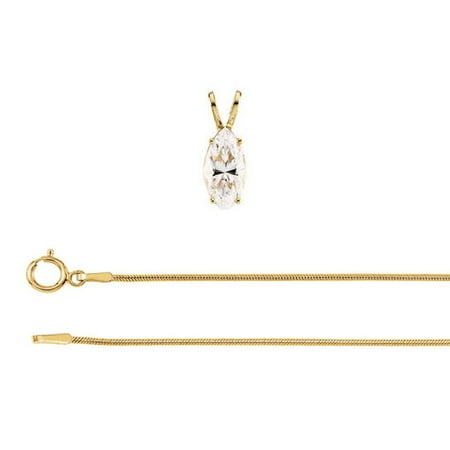 Marquis Diamond Pendant - Marquise Diamond Solitaire Pendant Necklace 14K Yellow Gold (0.7 Ct, I Color, VS2 Clarity) GIA Certified