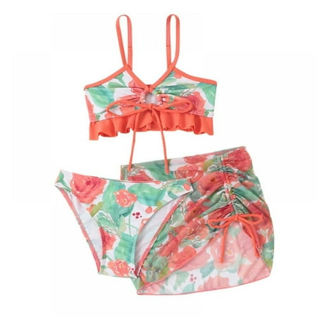 

Sunwukong Girl s 3 Piece Swimsuits Printed Bikini Bathing Suit with Cover Up