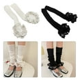 thumbnail image 2 of Korean Aesthetic Women Girls Ribbed Knit Stretch Leg Warmer Calf Socks Ruffled Lace Trim Patchwork Leg Cover Boot Cuff, 2 of 20