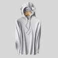 thumbnail image 5 of FAIWAD Womens Knitted Hoodie Sweater Loose Casual Long Sleeve Lightweight Drawstring Pullover Basic Comfy Sweatshirts, 5 of 9