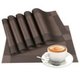 thumbnail image 3 of 6pcs Placemats PVC Place Mats and Coasters Washable Non-Slip Heat Resistant Table Mats for Kitchen Dining Table Home Restaurant 12"×18", Brown, 3 of 8