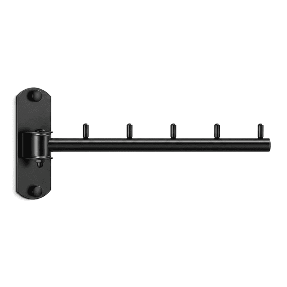 Wall Mounted Drying Rack Folding Wall Mounted Clothes Hanger Rack , Foldable 180°Rotation, Stainless Steel 304 Folding Clothes Hanger Drying Rack Rod, for Laundry Room Valet Hook (Black)