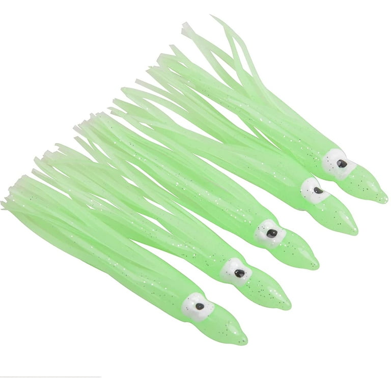Fishing Squid Skirts Octopus Lures, 30pcs Glow Soft Plastic Fishing Bait  Trolling Lure Saltwater for Bass Salmon Trout Multicolored 7cm 9cm 11cm 