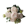 thumbnail image 2 of CoudarTitie Artificial Faux Rose Bouquet, Elegant 5 Flower Heads Artificial Roses for Indoor Light Pink, 2 of 9