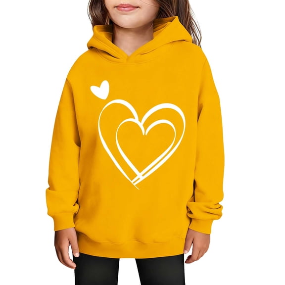 KyCheLot Sweatshirts for Girls with Pocket Pullover Casual Long Sleeve Cute Print Hoodies Dailywear 3-14 Years