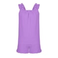 thumbnail image 4 of hengsof Girls Two Piece Summer Set for 5-16 Years Old Sleeveless Ruffle Hem Camisole Top Elastic Waist Shorts Casual Kids Outfit, 4 of 8